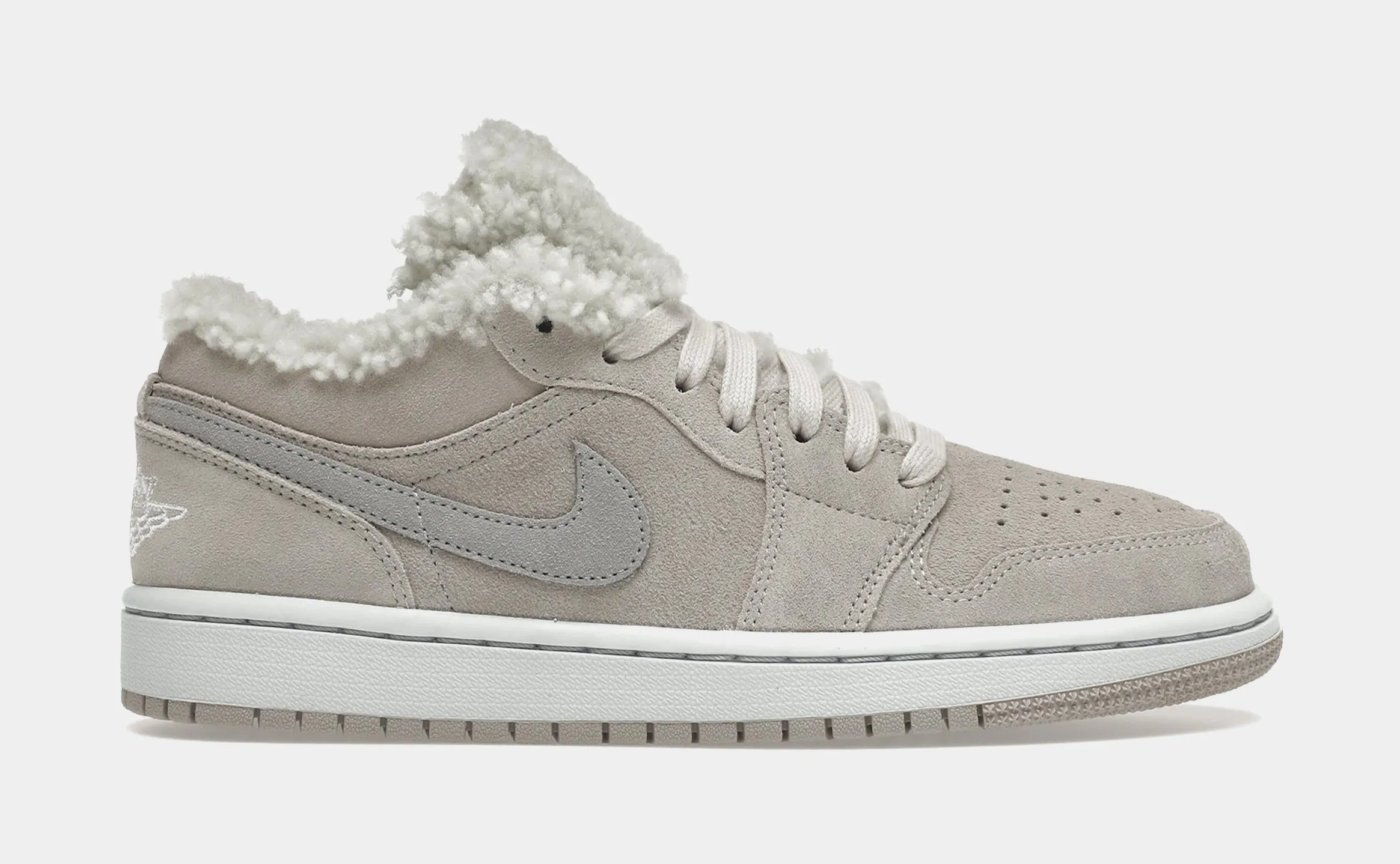 Air Jordan 1 Retro Low Sherpa Fleece Womens Lifestyle Shoes (Beige)