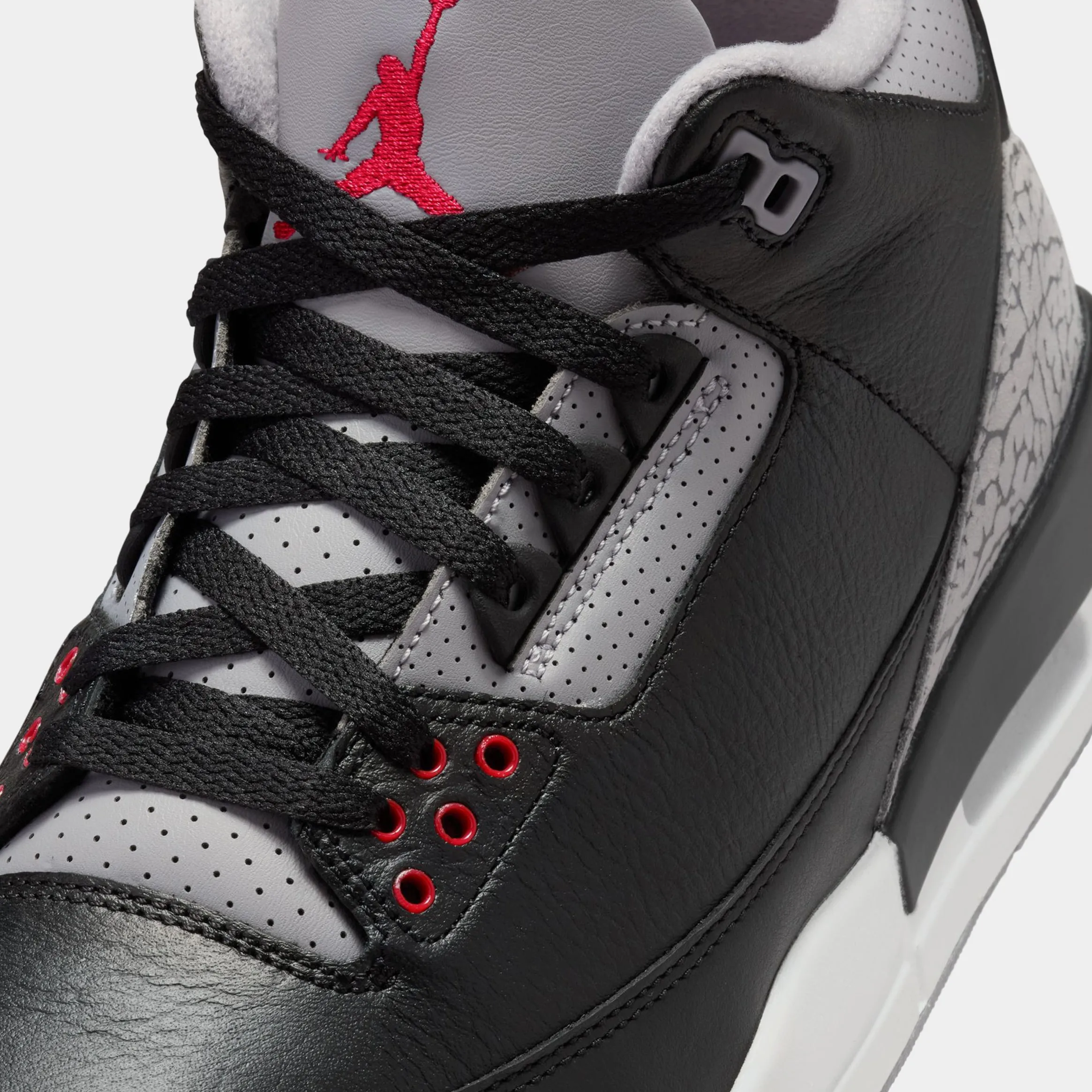 Air Jordan 3 Retro Black Cement Mens Lifestyle Shoes (Black/Fire Red/Cement Grey/Summit White)