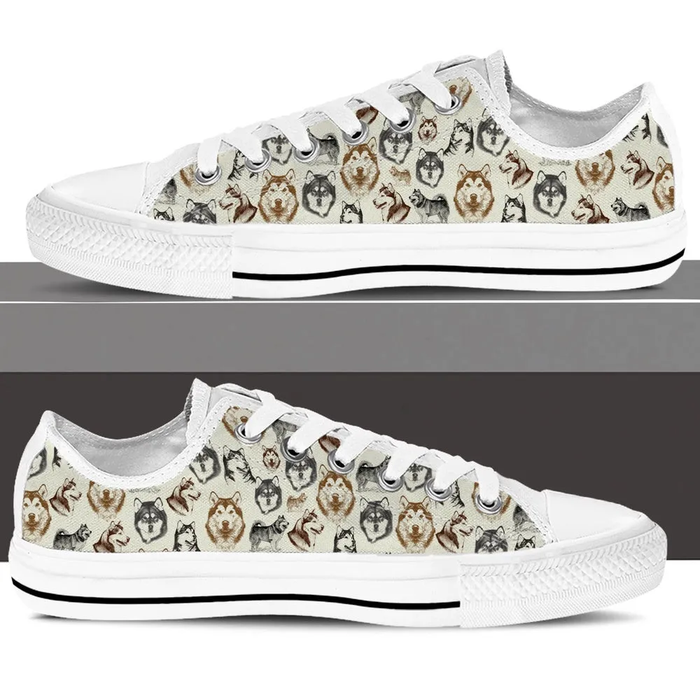 Alaskan Malamute Low Top Shoes - Low Top Sneaker, Dog Printed Shoes, Canvas Shoes For Men, Women