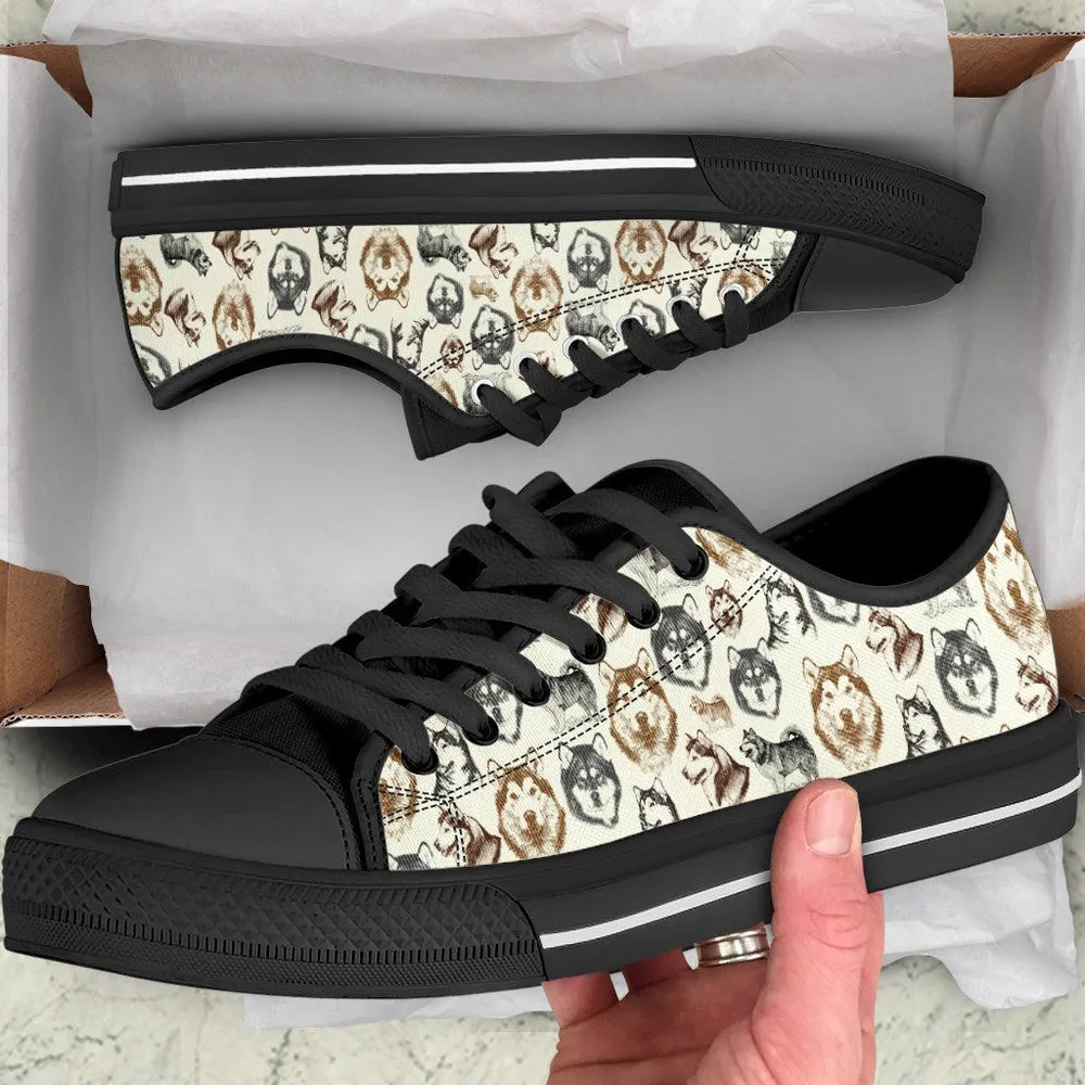 Alaskan Malamute Low Top Shoes - Low Top Sneaker, Dog Printed Shoes, Canvas Shoes For Men, Women