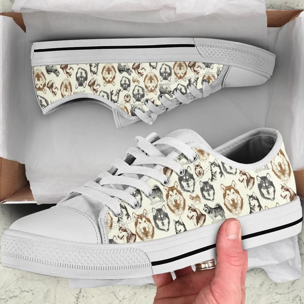 Alaskan Malamute Low Top Shoes - Low Top Sneaker, Dog Printed Shoes, Canvas Shoes For Men, Women