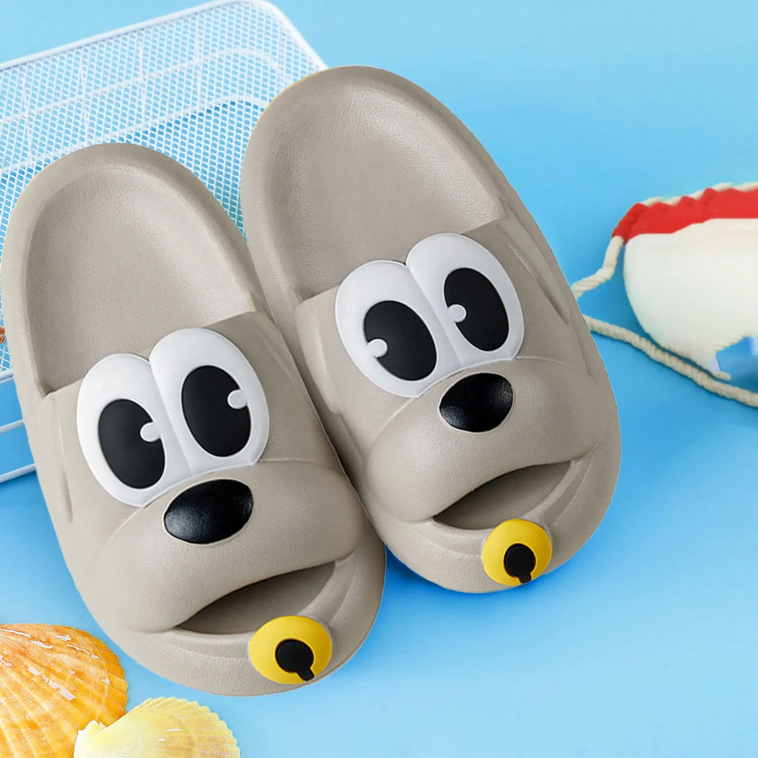 Baby Moo Dog Waterproof Soft Slippers Anti-Skid Sliders - Grey