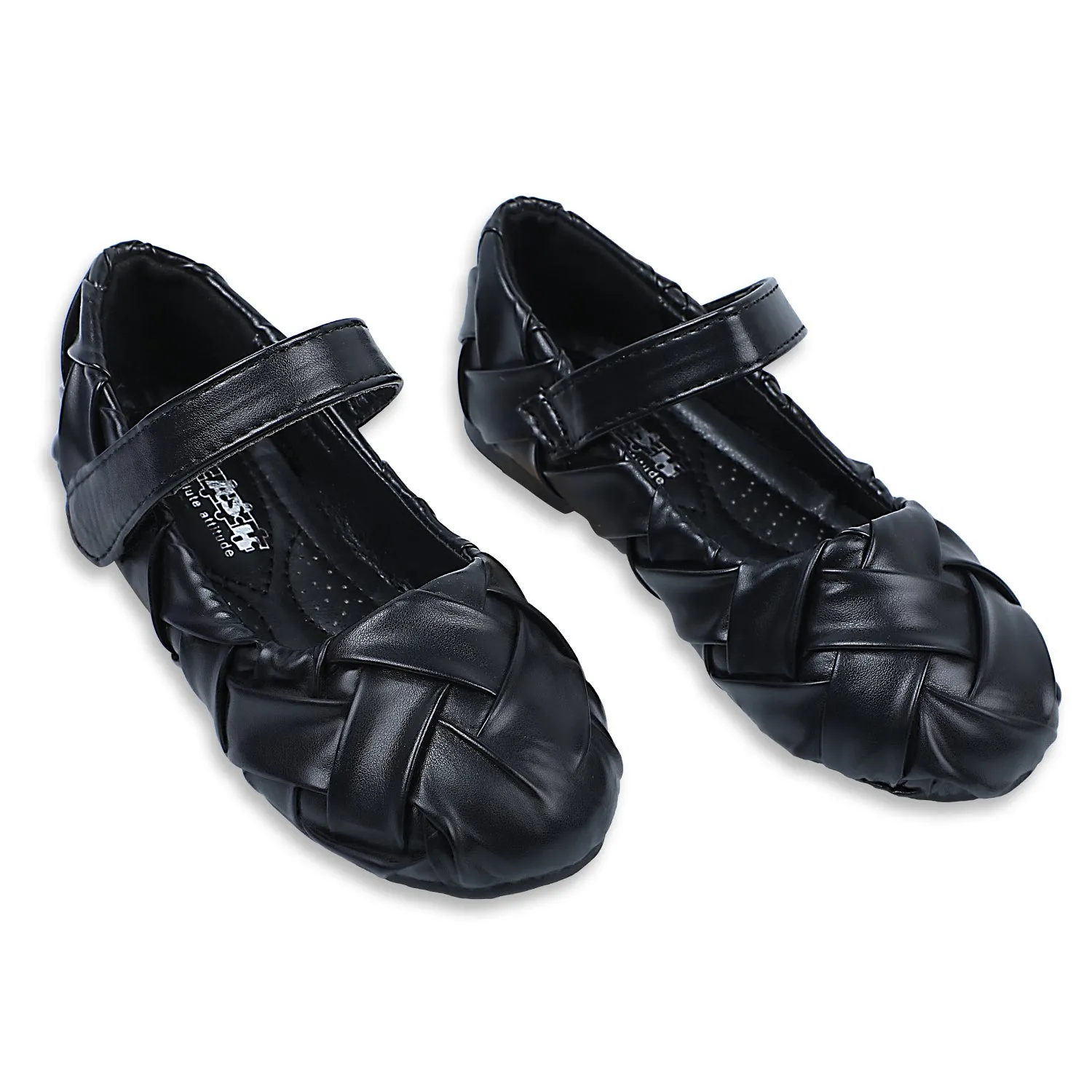 Baby Moo x Bash Kids Braided Classic Mary Jane Ballerinas - Black