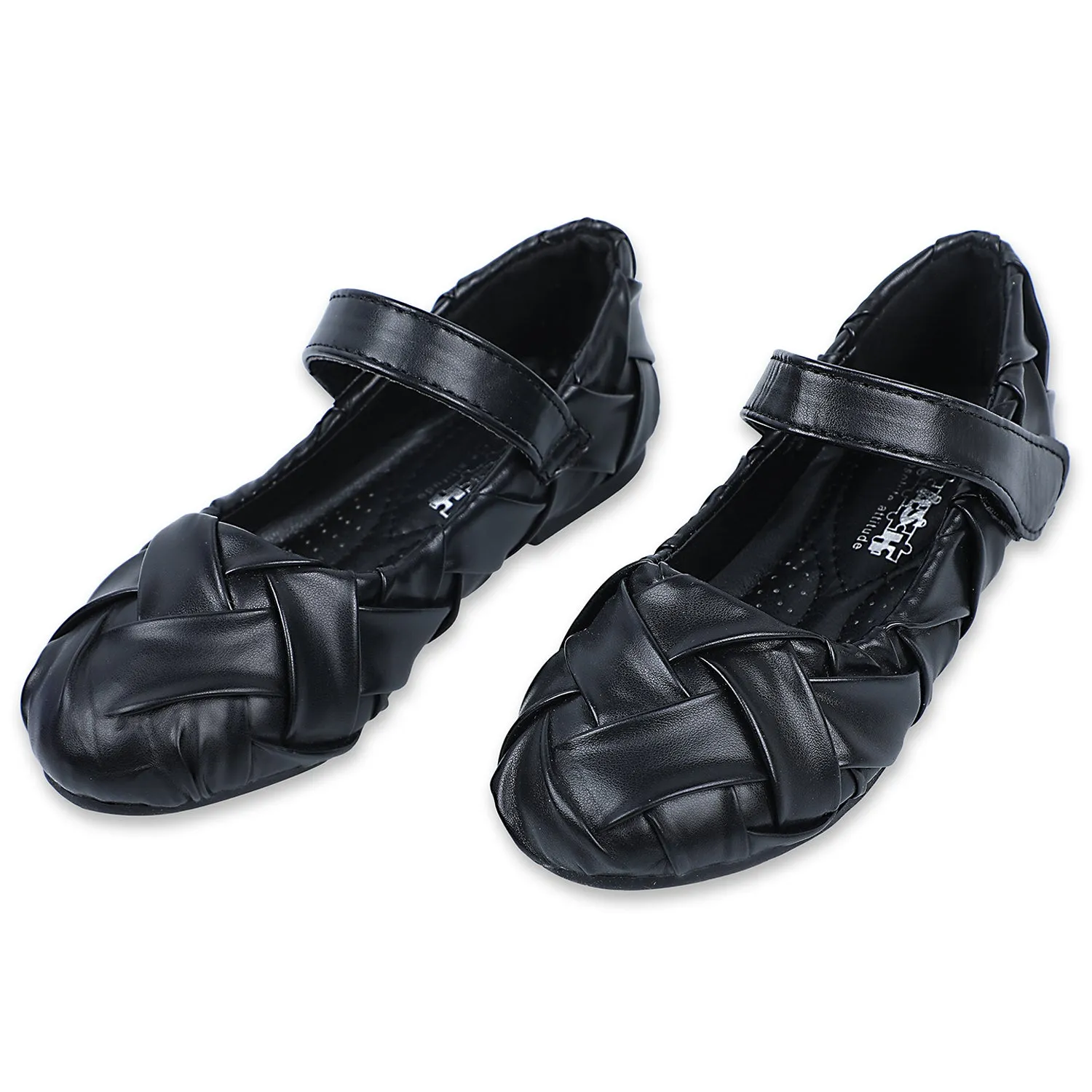 Baby Moo x Bash Kids Braided Classic Mary Jane Ballerinas - Black