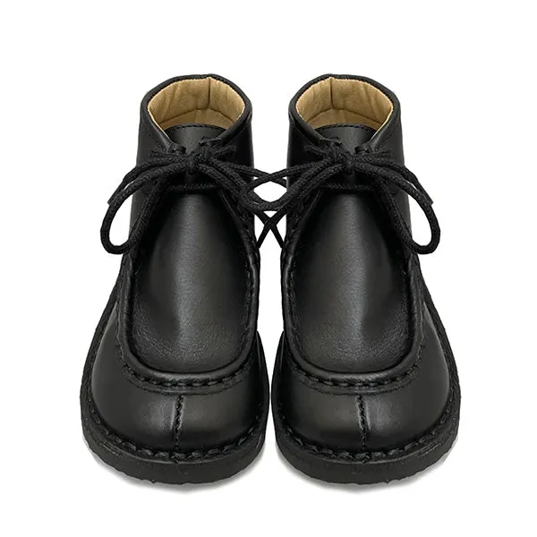 Boomer Kids Wallabee Boot Black Leather