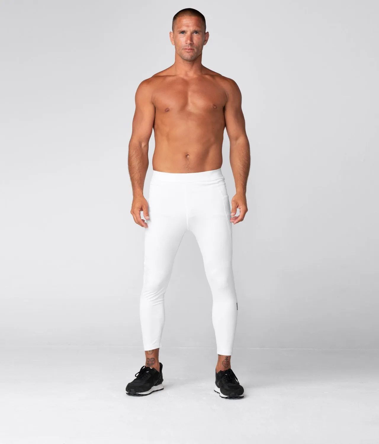 Born Tough Side Pockets Compression Running Pants For Men White