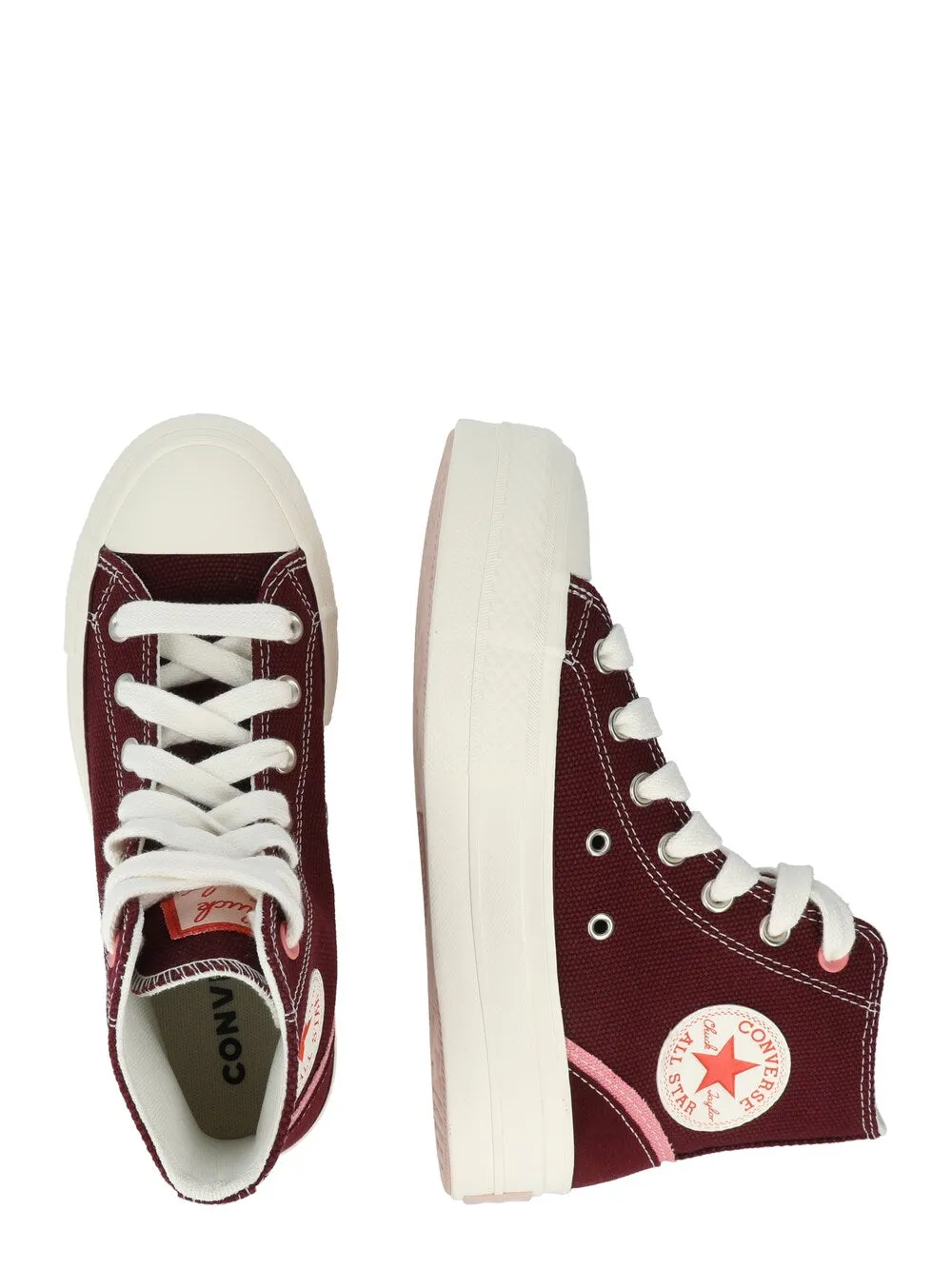 Converse high top sneakers, red/burgundy