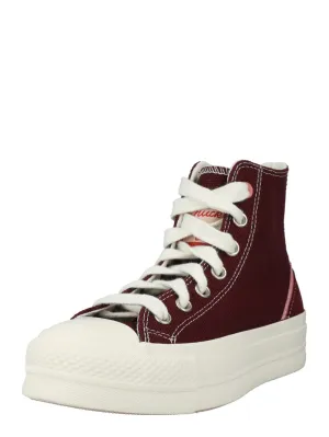 Converse high top sneakers, red/burgundy