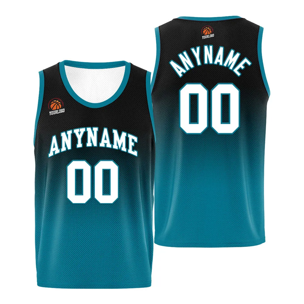 Custom Basketball Jersey Personalized Stitched Team Name Number Logo Purple&Aqua