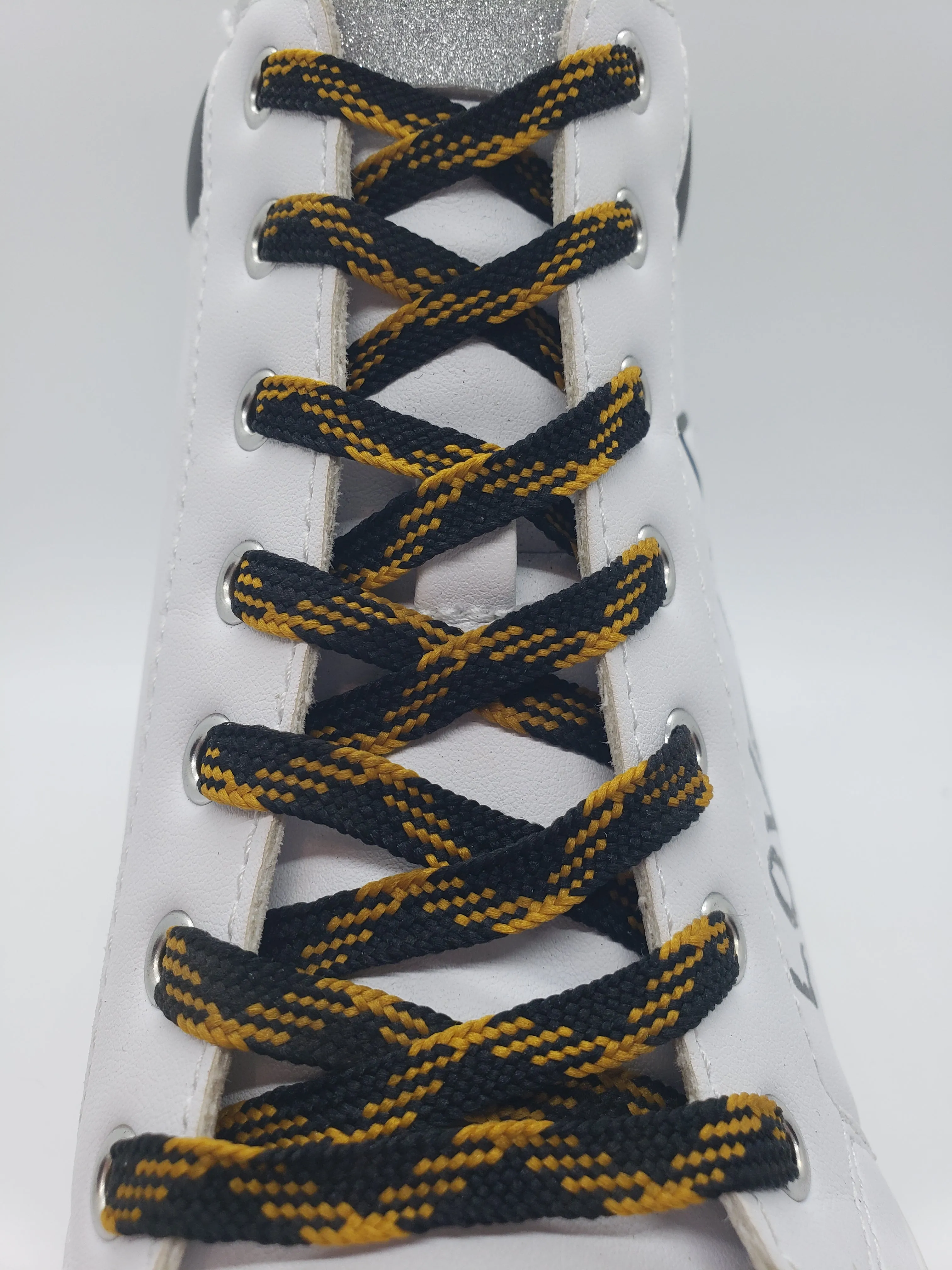 Flat Dress Shoelaces - Black and Gold