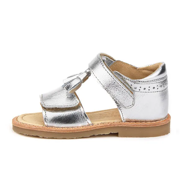 Flo Velcro Tassel Kids Sandal Silver Leather