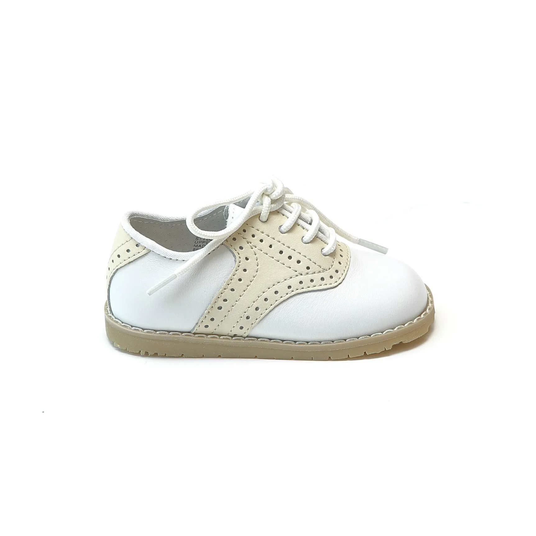 Lace Up Shoes Beige Leather Two Tone Saddle Shoe | Luke