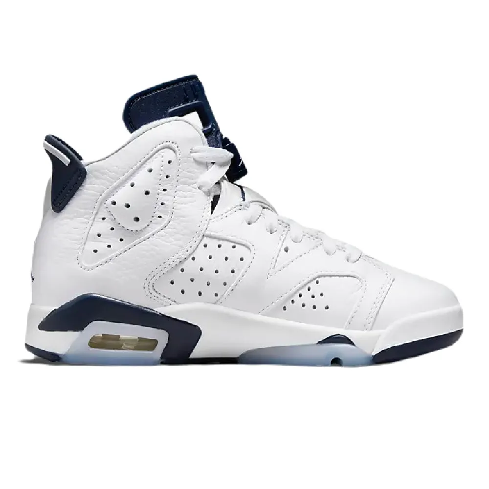 Nike Air Jordan 6 Retro Kids Sneakers, White/Navy Blue