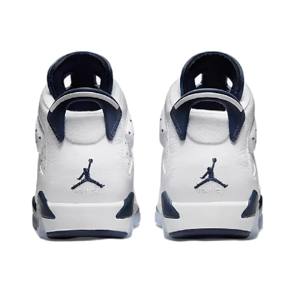 Nike Air Jordan 6 Retro Kids Sneakers, White/Navy Blue