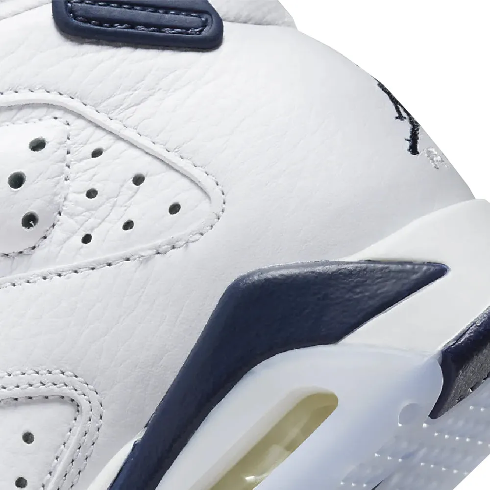 Nike Air Jordan 6 Retro Kids Sneakers, White/Navy Blue