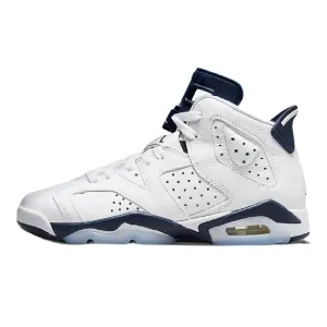 Nike Air Jordan 6 Retro Kids Sneakers, White/Navy Blue