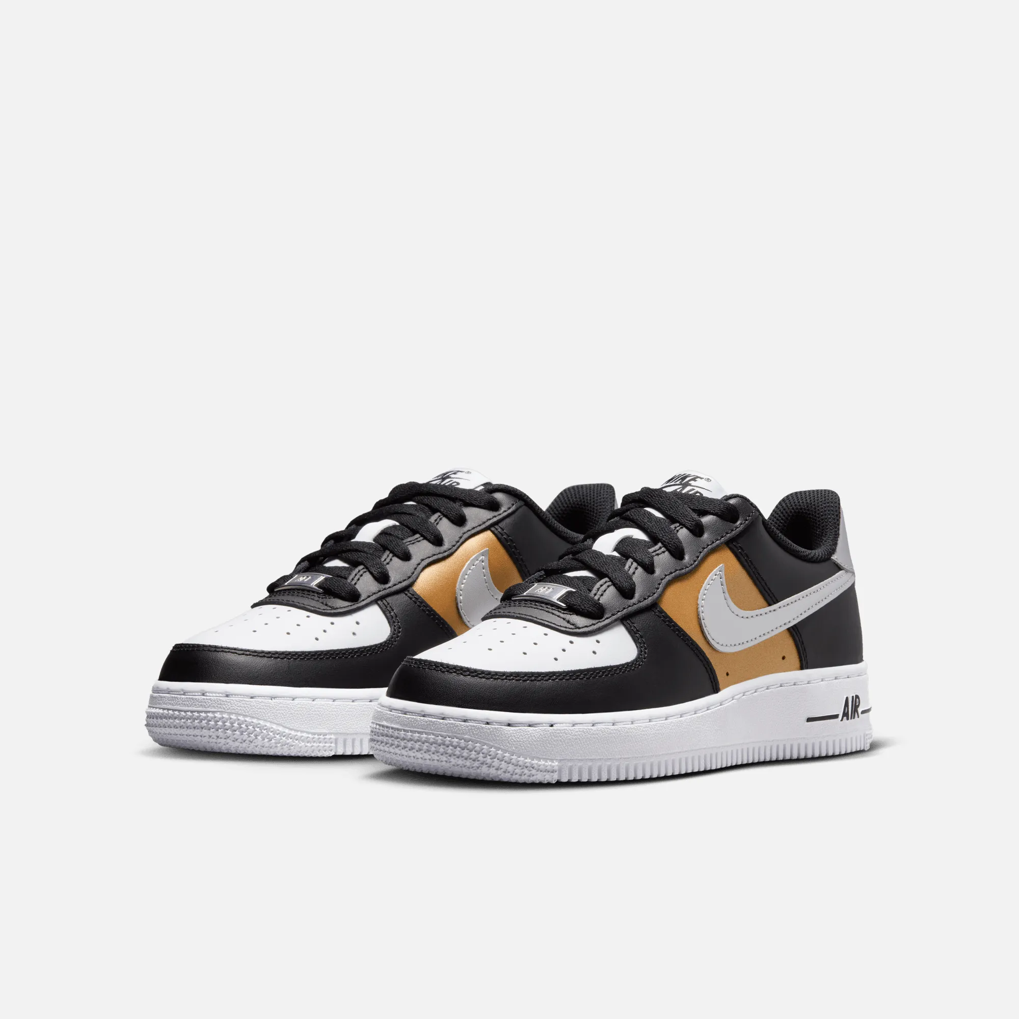 Nike Big Kids' Air Force 1 Low Black Metallic Gold (GS)