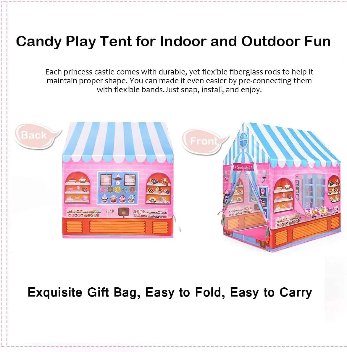 Playtime Foldable Tent House Cake Shop - Pink