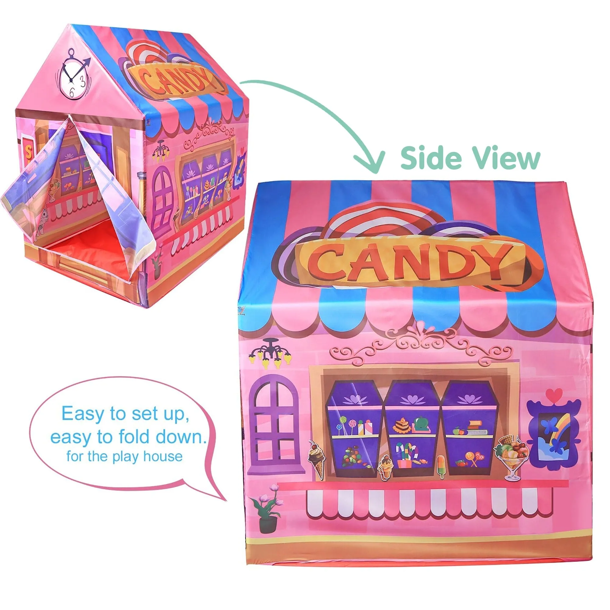 Playtime Foldable Tent House Candy Shop - Pink