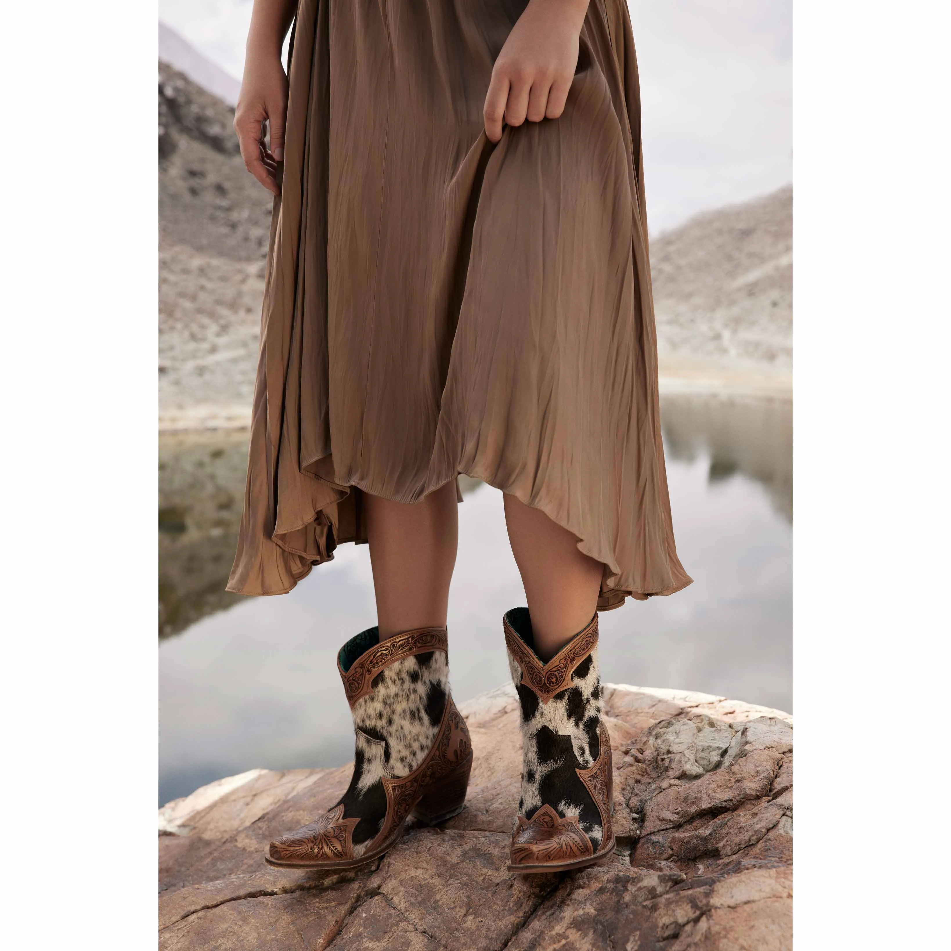 Sandy Mae Hair-on Hide & Hand-tooled Leather Boots