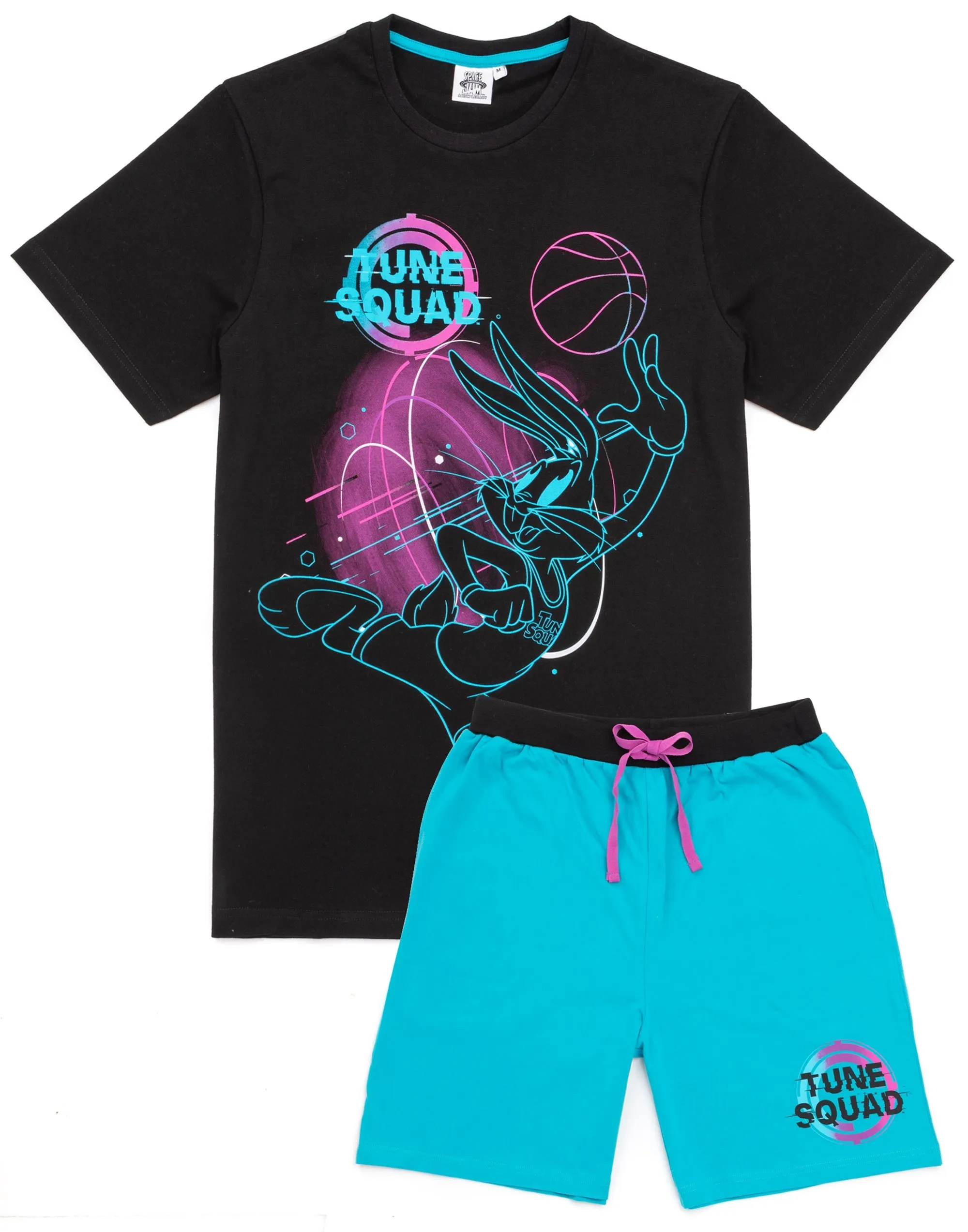 Space Jam Pyjamas For Mens Looney Tunes T-Shirt & Shorts Set - Black