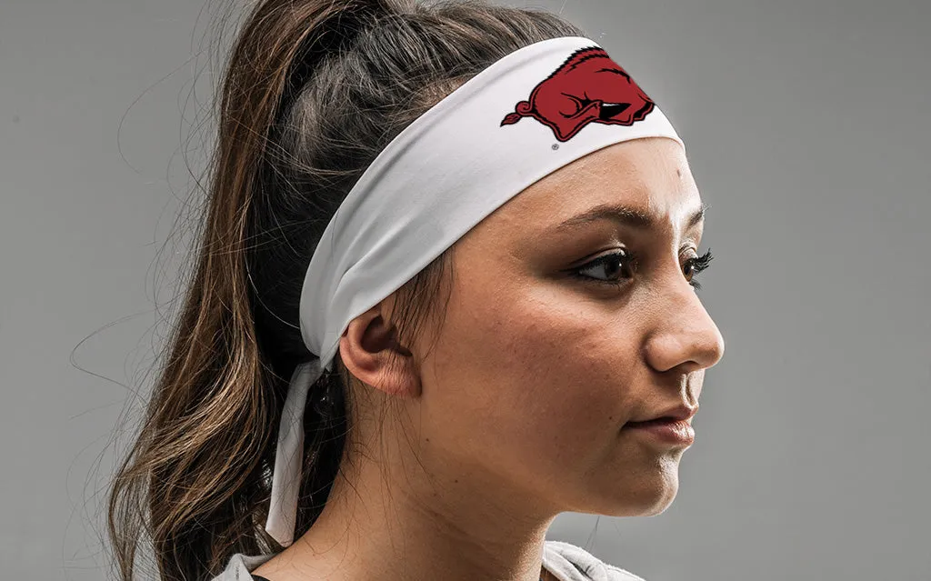 University of Arkansas: Razorback White Tie Headband