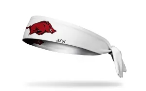 University of Arkansas: Razorback White Tie Headband