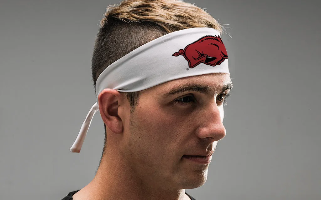 University of Arkansas: Razorback White Tie Headband