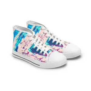 Vivid Blue Stripes Women's High Top Sneakers