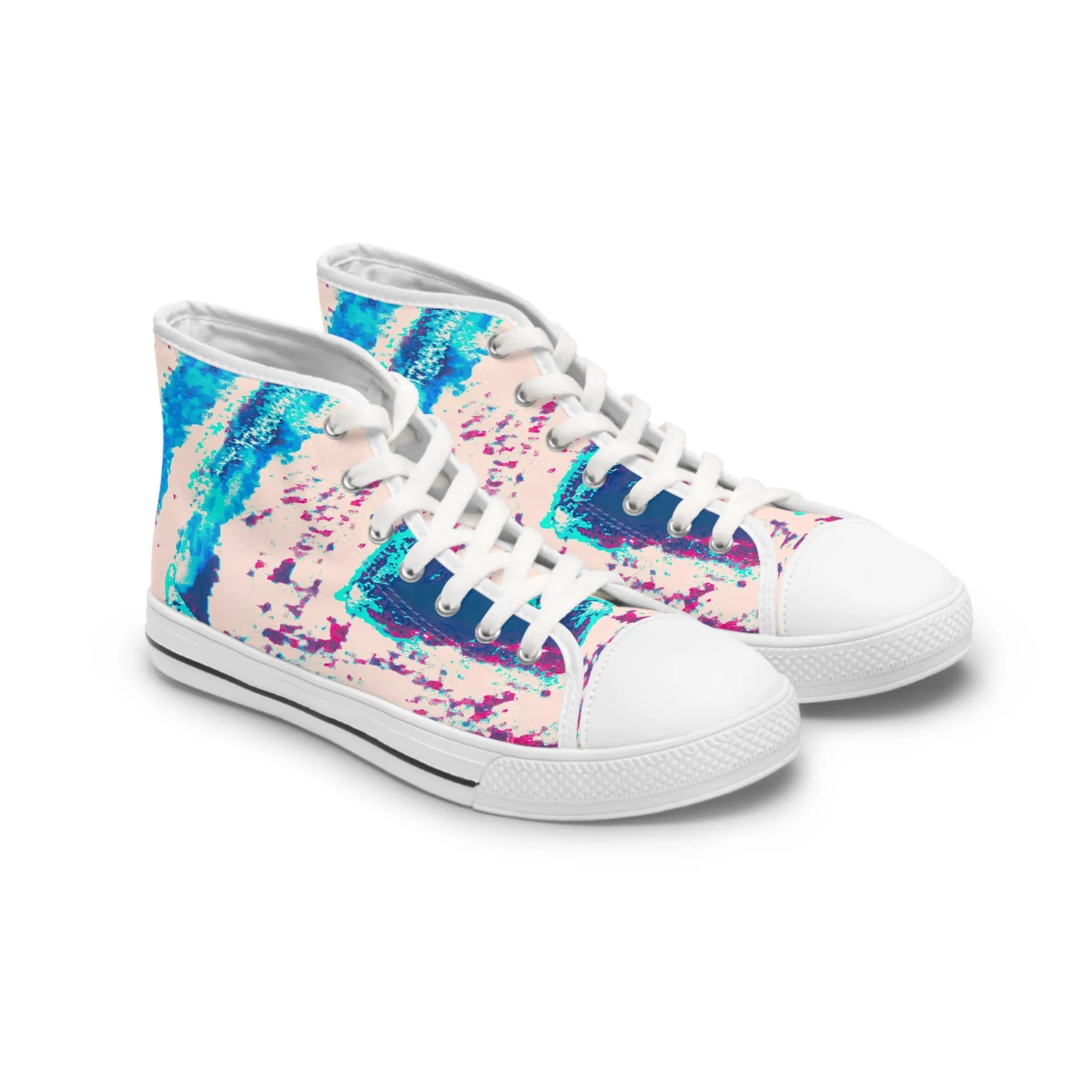 Vivid Blue Stripes Women's High Top Sneakers