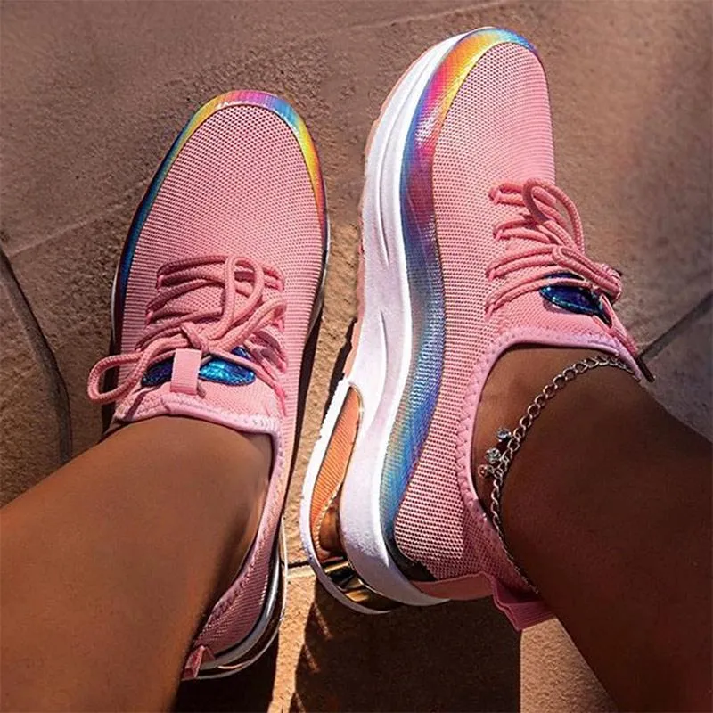 Women Casual Colourful Cool Lace Up Vulcanized Shoes